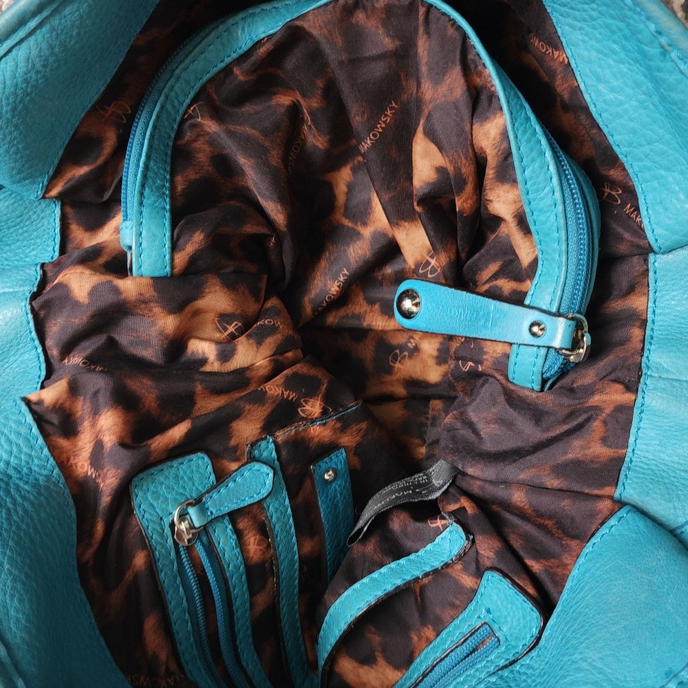 Large Turquoise B.Makowsky Handbag - Picture 2 of 5